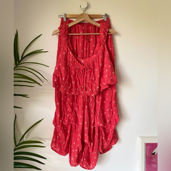 NEW Free People This Love Set In Hot Coral Combo - Picture 6 of 17